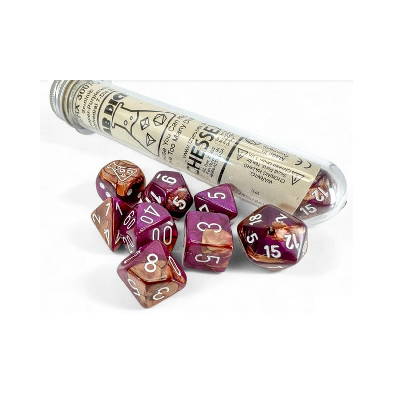 Dés - Chessex - Lab Dice : Gemini Copper-Purple/white Luminary™ Polyhedral 7